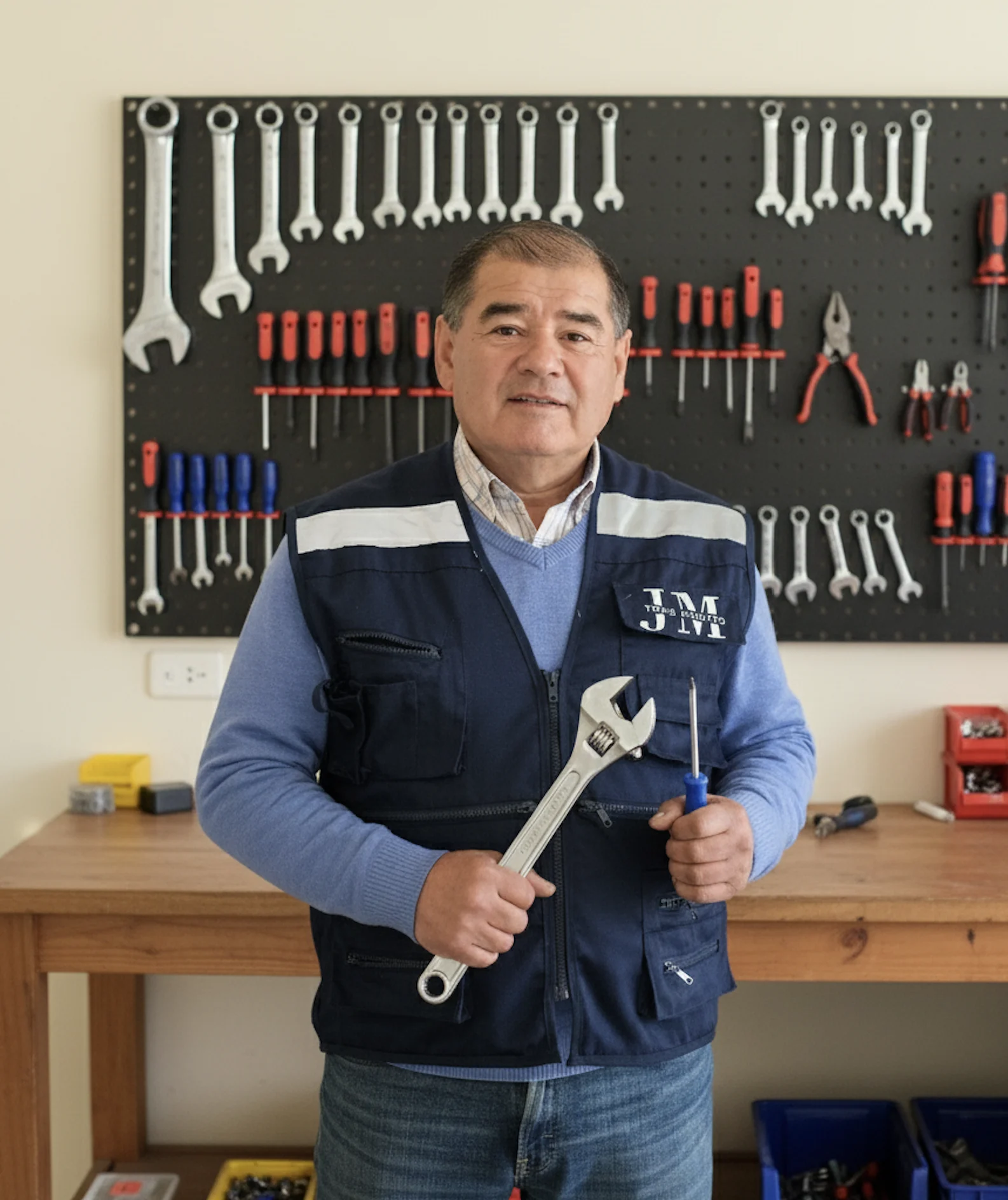 Profesional amigable con herramientas