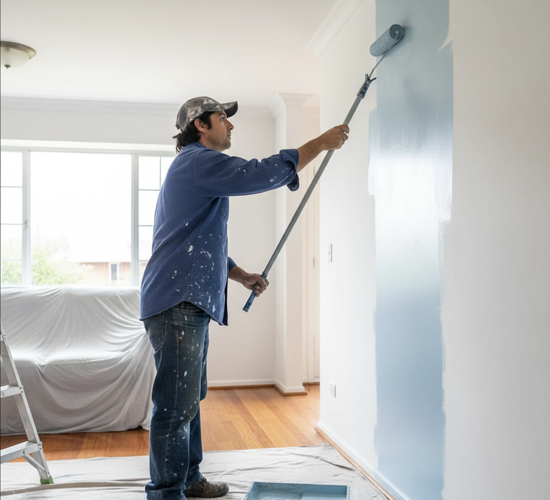 Profesional pintando interior